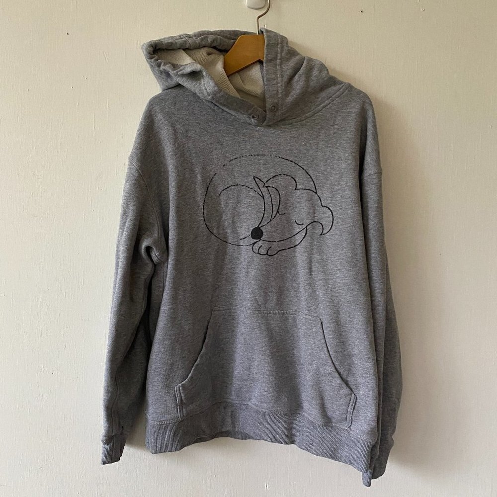 Sleeping Dog Hoodie Ascolour Womens Medium Sweatshirt Gray Cozy Pullover‎